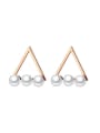 thumb All-match Hollow Triangle Shaped Artificial Pearl Stud Earrings 0