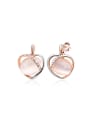 thumb Elegant Heart Shaped Rose Gold Plated Opal Drop Earrings 0