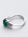 thumb Vintage Green Oval Shaped Stone S925 Silver Ring 1