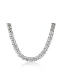 thumb Shimmering White Gold Plated Letter V Shaped Zircon Necklace 0
