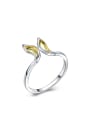 thumb Flower Pattern Two Colors Plated Opening Ring 0