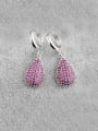 thumb Large Water Drop Red Corundum Europe and America Quality Gorgeous Platinum plating drop earring 1
