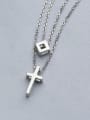 thumb Double Layer Chain Cross Necklace 2