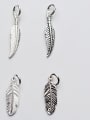 thumb 925 Sterling Silver With Platinum Plated Vintage Leaf Charms 0