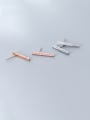 thumb 925 Sterling Silver With Rose Gold Plated Simplistic Fringe Stud Earrings 0