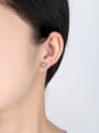 thumb Simple Square White Zircon Copper Stud Earrings 1