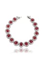 thumb All-match Red Round Shaped Zircon Platinum Plated Bracelet 0