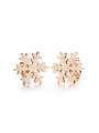 thumb Simple Rose Gold Plated Snowflake Titanium Stud Earrings 2