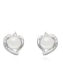 thumb Fashion Imitation Pearl Crystals Heart Alloy Stud Earrings 2