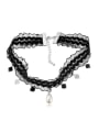 thumb Personalized Cubic austrian Crystals Imitation Pearl Black Lace Band Necklace 0