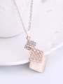 thumb Alloy Rose Gold Plated Fashion Overlapping Square CZ Two Pieces Jewelry Set 1