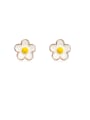 thumb Copper With Platinum Plated Simplistic Flower Stud Earrings 0
