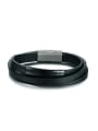 thumb Personality Black Multi-layer Artificial Leather Titanium Bracelet 0