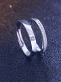 thumb 925 Sterling Silver With Cubic Zirconia Simplistic Lovers free size Rings 1