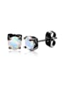 thumb round-shaped White-Opal Gun back-plated earrings 1