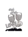 thumb Personalized LOVE Double Wine Glass Zirconias Copper Brooch 0