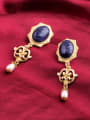 thumb Luxury Color Stone Alloy Drop Chandelier earring 3