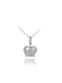 thumb Luxury Platinum Plated Crown Shaped Zircon Necklace 0