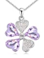 thumb Shiny Heart austrian Crystals Flower Pendant Alloy Necklace 1