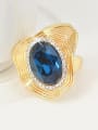 thumb Exaggerated Blue Crystal Gold Plated Alloy Ring 2