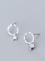 thumb 925 Sterling Silver With Silver Plated Personality Round&Star Stud Earrings 0