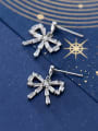 thumb 925 Sterling Silver With Platinum Plated Fashion Bowknot Drop Earrings 0