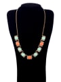 thumb Colorful Beads Artificial Gemstone Alloy Necklace 1