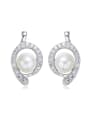 thumb Fashion Artificial Pearl Cubic Zirconias 925 Silver Stud Earrings 0