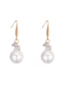 thumb Simple White Imitation Pearl Copper Plating Earrings 0