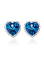 thumb Blue Crystal Heart-shaped stud Earring 0