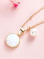 thumb Fashion 925 Silver Round Opal Artificial Pearl Necklace 3