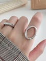 thumb 925 Sterling Silver With Hollow Simplistic Geometric  Oval Free Size Rings 2