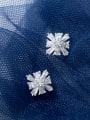 thumb 925 Sterling Silver With Platinum Plated Simplistic  Square Flower Stud Earrings 2