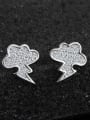thumb 925 Sterling Silver Shiny Cubic Zirconias-covered Cloud Stud Earrings 0