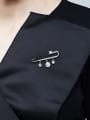 thumb Simple Artificial Pearl Zircon Platinum Plated Brooch 1