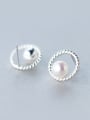 thumb S925 silver natural freshwater pearl stud Earring 1