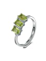 thumb Green Natural Rectangle Stones Silver Opening Ring 0