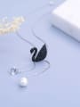 thumb Fashion Black Swan Shell Pearl Cubic Zircon Pendant 925 Silver Necklace 3