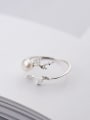 thumb Exquisite Open Design Leaf Shaped Artificial Pearl Ring 0