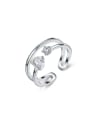 thumb Double Zircons Double Lines Smooth Opening Ring 0