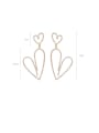 thumb Alloy With Rose Gold Plated Simplistic Heart Chandelier Earrings 3