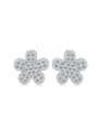 thumb S925 Silver Micro Pave Flower Stud Earrings 0