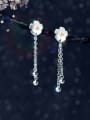 thumb S925 Silver Sweet Cherry Flowers Tassel Drop threader earring 1