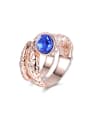 thumb Blue Rose Gold Plated Snake Shaped Rhinestone Ring 0