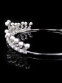 thumb Micro Pave Zircons Artificial Pearls White Plated Hair Accessories 1