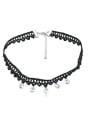 thumb Fashion White Cubic austrian Crystals Black Lace Band Alloy Necklace 0
