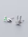 thumb Creative Rabbit And Carrot Shaped S925 Silver Asymmetric Stud Earrings 0