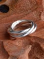 thumb Three Lines White Gold Plated Copper Ring 3