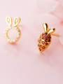 thumb 925 Sterling Silver With Gold Plated Cute Rabbit  Carrot Stud Earrings 0