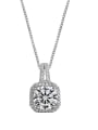 thumb Simple fashionable and creative square Zircon Pendant Necklace 0